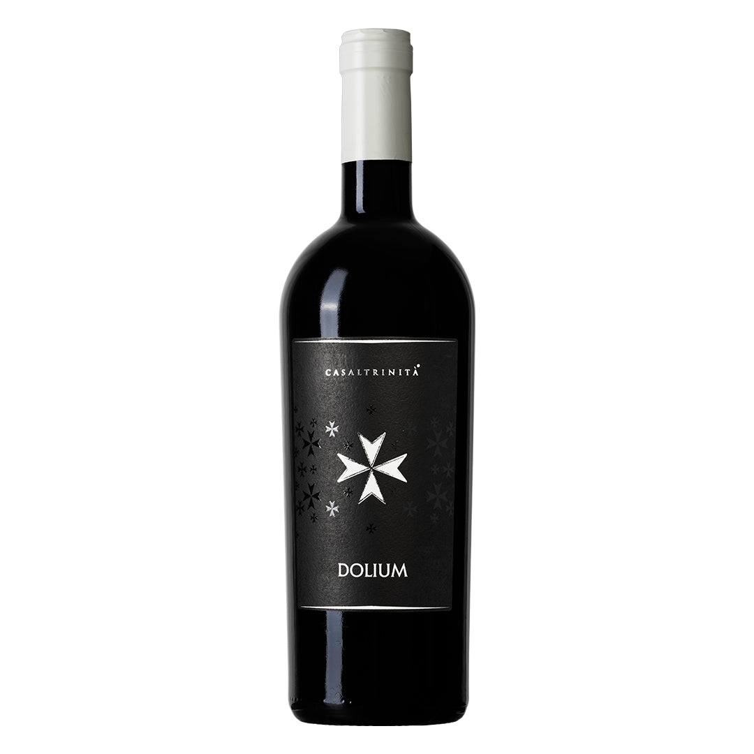 Dolium Nero di Troia – krachtige rode wijn van Casaltrinità – fles op witte achtergrond