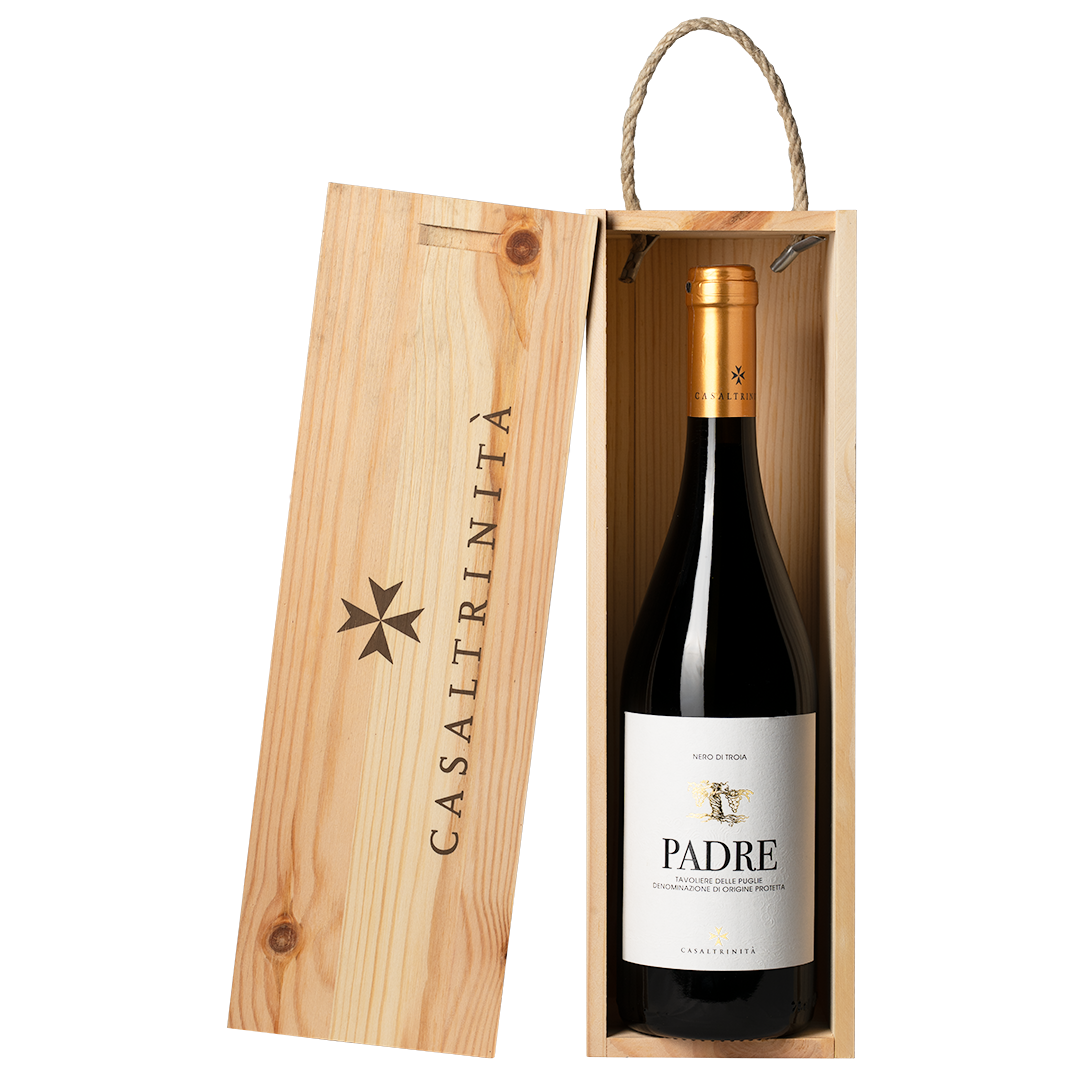 Cadeauverpakking met flessen Padre Nero di Troia – Italiaanse rode wijn uit Puglia