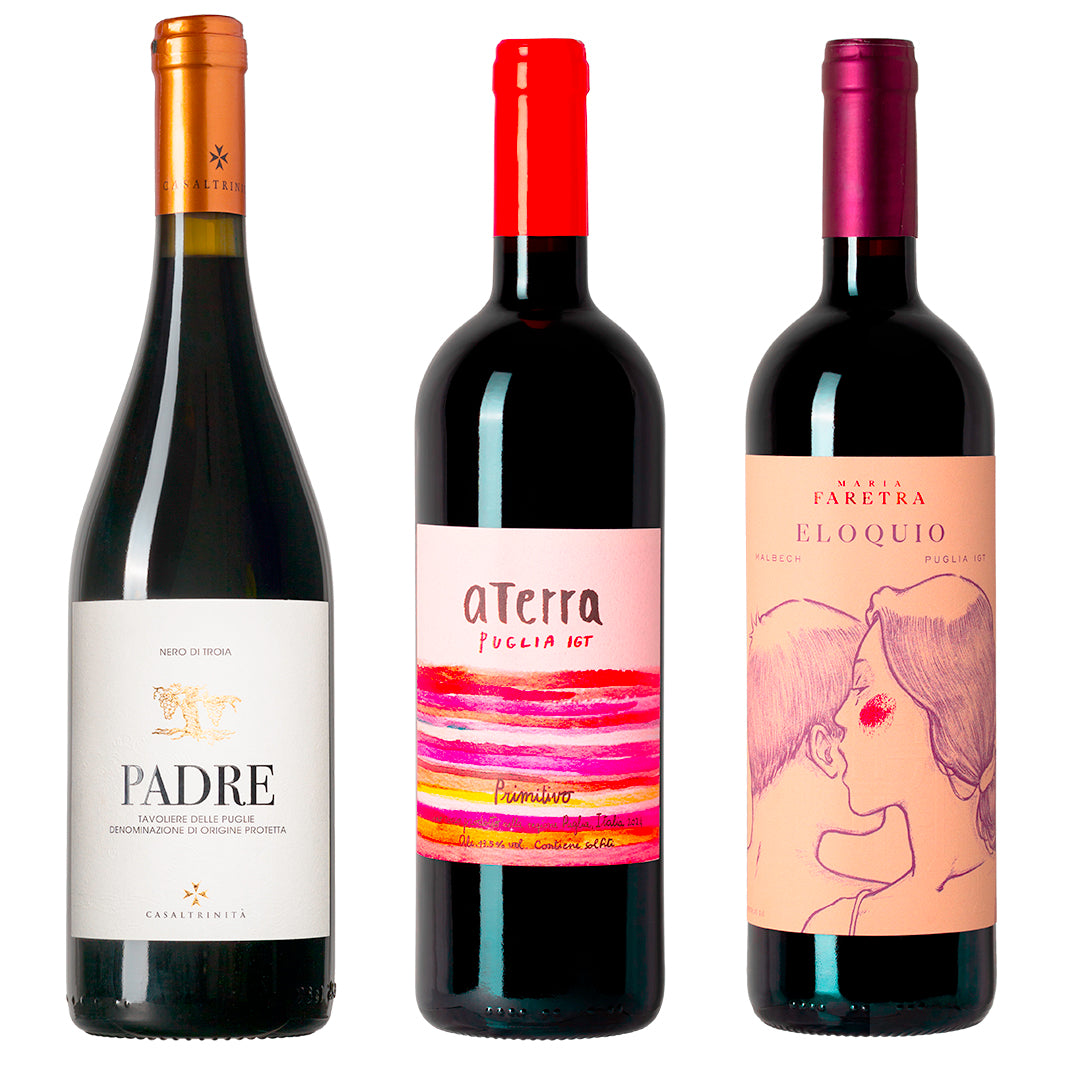 Super Puglians – trio van rode wijnen uit Puglia – Padre, Primitivo en Malbec